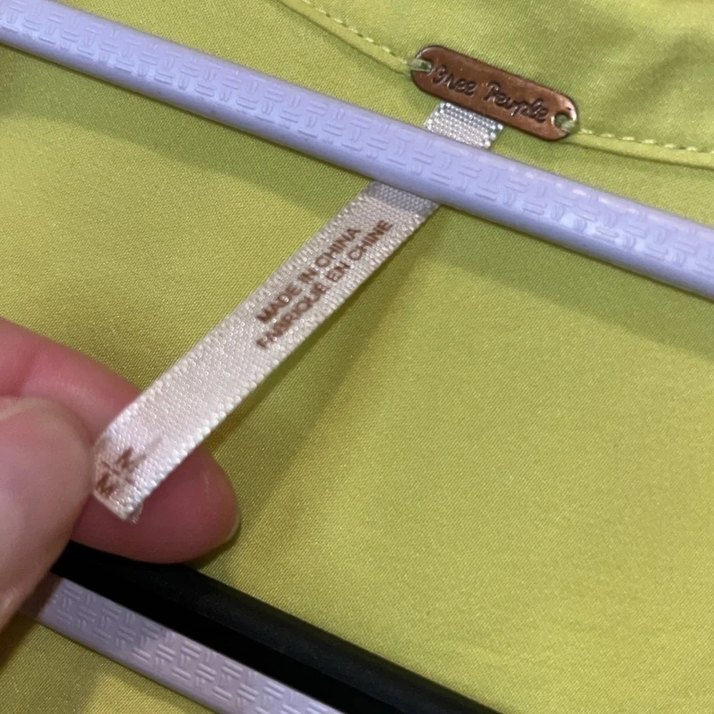 Free People tennis ball yellow semi sheer oversized lightweight Button Down M